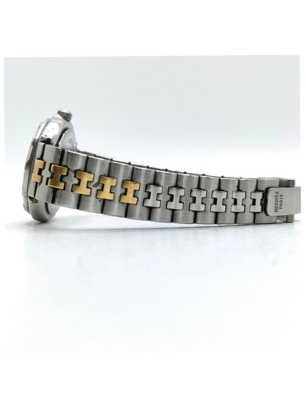 Authentic Hermès Clipper Two-Tone Gold & Silver Quartz Watch Date Women's Luxury - Picture 6 of 12
